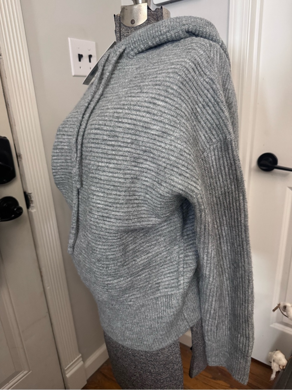 NWT Calia Journey Ribbed Knit Hoodie Sweater Gray Womens Casual Athleisure XS - Picture 2 of 5